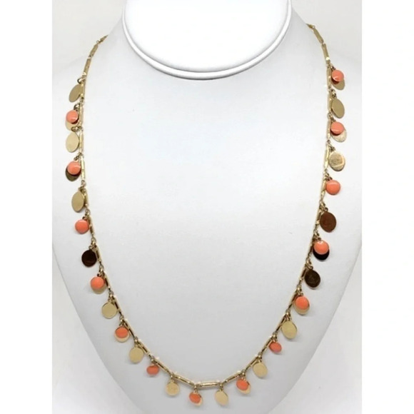 J. Crew Gold & Orange Cha Cha Necklace - Picture 1 of 2
